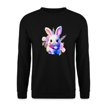 Flowers Easter Bunny Cute Bunny - Unisex Sweatshirt - black - Front - Alina (178cm) & Michal (187cm)