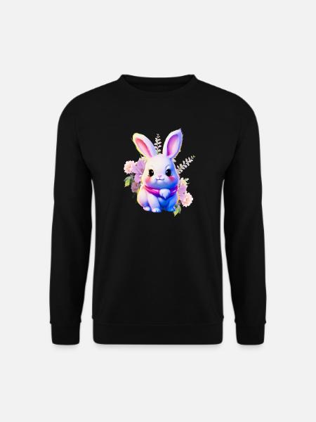 Flowers Easter Bunny Cute Bunny - Unisex Sweatshirt - black