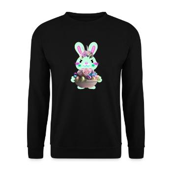 lapin de Pâques mignon avec des œufs de Pâques - Sweat-shirt Unisexe - noir - Devant - Alina (178cm) & Michal (187cm)