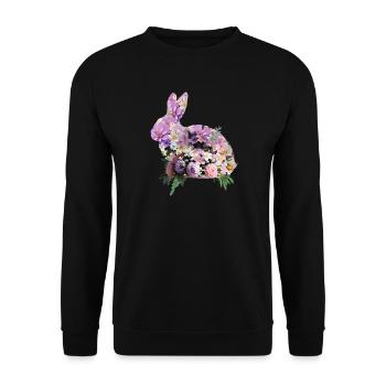 Flowers Easter Bunny - Unisex Sweatshirt - black - Front - Alina (178cm) & Michal (187cm)