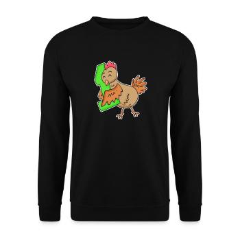 1 an - Inscription - Motif poulet - Gagnant - Sweat-shirt Unisexe - noir - Devant - Alina (178cm) & Michal (187cm)