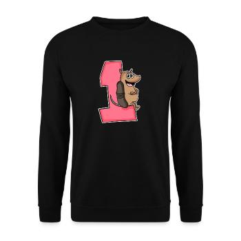 1 an - inscription scolaire - motif tatou - Gewi - Sweat-shirt Unisexe - noir - Devant - Alina (178cm) & Michal (187cm)