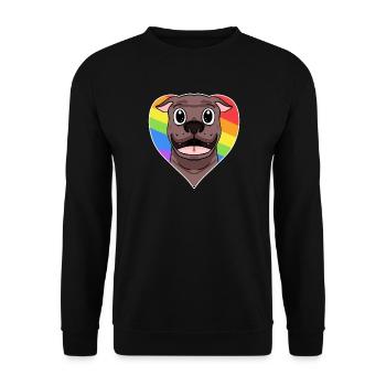 Rainbow - dog with glasses and heart - Unisex Sweatshirt - black - Front - Alina (178cm) & Michal (187cm)
