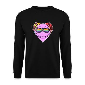 Rainbow - Axolotl with glasses and heart - Unisex Sweatshirt - black - Front - Alina (178cm) & Michal (187cm)