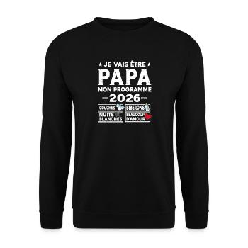 Je vais être papa mon programme en 2026 - Sweat-shirt Unisexe - noir - Devant - Alina (178cm) & Michal (187cm)