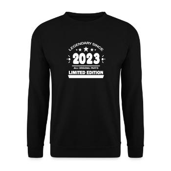 2023 - Jahrgang 2023 - Baujahr 2023 - Unisex Pullover - Schwarz - Vorne - Alina (178cm) & Michal (187cm)
