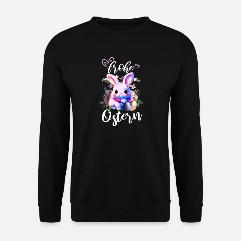 Floraler süßer Osterhase Frohe Ostern - Unisex Pullover - Schwarz