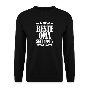Beste Oma seit 1995 - Oma Geschenk - Unisex Pullover - Schwarz - Vorne - Alina (178cm) & Michal (187cm)