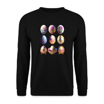 Ensemble d’autocollants colorés d’œufs de Pâques - Sweat-shirt Unisexe - noir - Devant - Alina (178cm) & Michal (187cm)