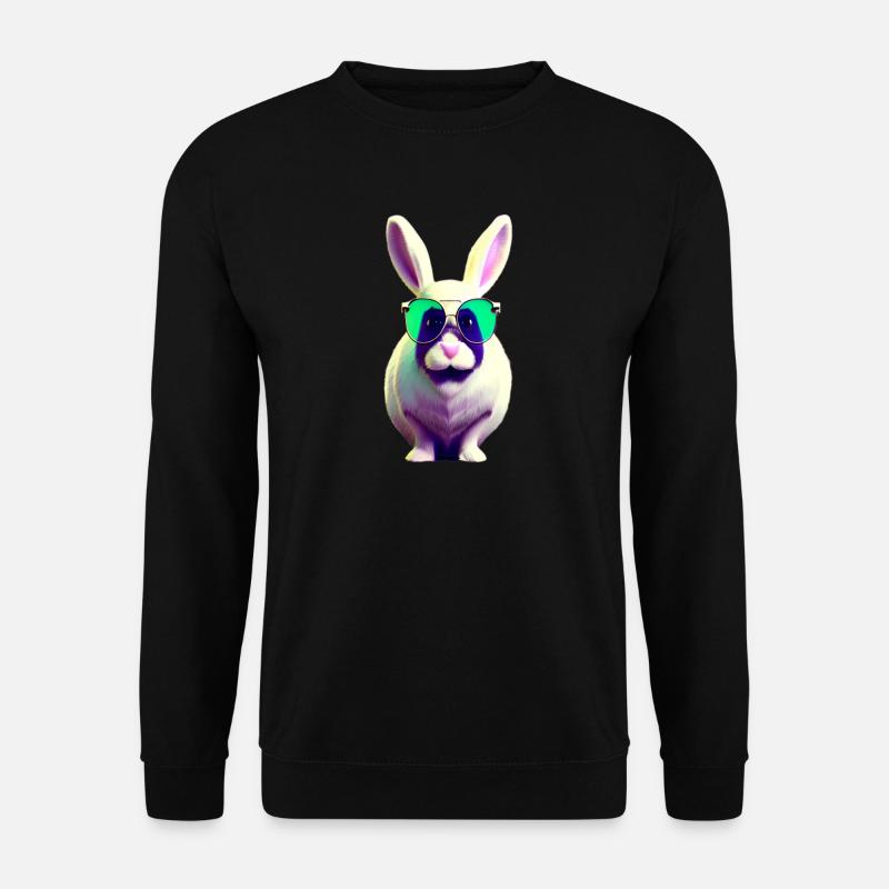 cooles Kaninchen mit Sonnenbrille - Unisex Pullover - Schwarz