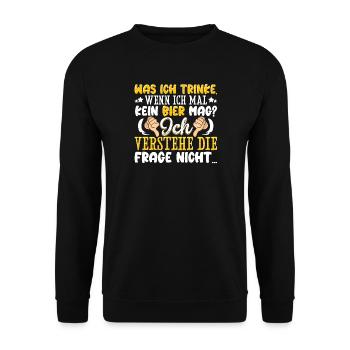 Was ich trinke wenn ich mal kein Bier mag - lustig - Unisex Pullover - Schwarz - Vorne - Alina (178cm) & Michal (187cm)