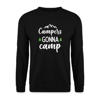 Camper auf dem Weg zum Camp - Unisex Pullover - Schwarz - Vorne - Alina (178cm) & Michal (187cm)