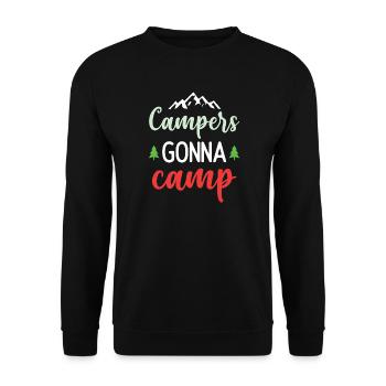 Camper auf dem Weg zum Camp - Unisex Pullover - Schwarz - Vorne - Alina (178cm) & Michal (187cm)
