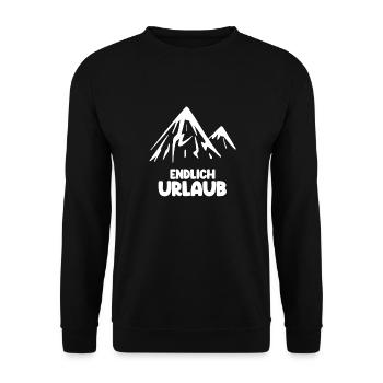 Endlich Urlaub - Berg Berge - Unisex Pullover - Schwarz - Vorne - Alina (178cm) & Michal (187cm)