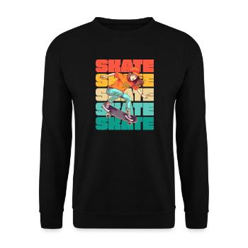 Skateboarding Cool Skater Girl Bunt - Unisex Pullover - Schwarz - Vorne - Alina (178cm) & Michal (187cm)