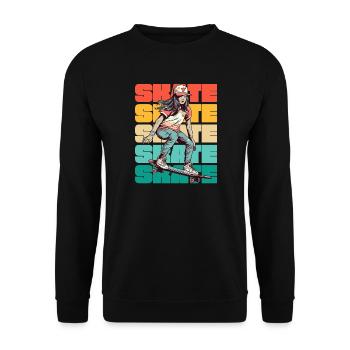 Skateboarding Cool Skater Mädchen Bunt - Unisex Pullover - Schwarz - Vorne - Alina (178cm) & Michal (187cm)