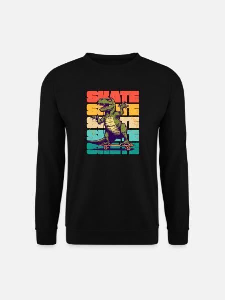 Skateboarding Cool Skateboarder T Rex Dinosaur - Unisex Sweatshirt - black