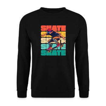 Skateboarding Cool Skater Boy Bunt - Unisex Pullover - Schwarz - Vorne - Alina (178cm) & Michal (187cm)