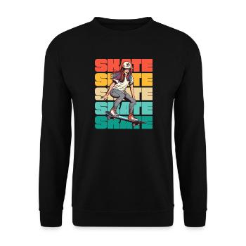 Skateboarding Cool Skater Girl Bunt - Unisex Pullover - Schwarz - Vorne - Alina (178cm) & Michal (187cm)