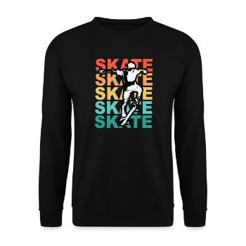 Skateboarding Cool Skater Boy Bunt - Unisex Pullover - Schwarz - Vorne - Alina (178cm) & Michal (187cm)
