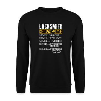 Locksmith Hourly rates Locksmith - Unisex Sweatshirt - black - Front - Alina (178cm) & Michal (187cm)