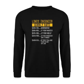Ingénieur Linux Taux horaire Mécanique Taux de main-d’œuvre - Sweat-shirt Unisexe - noir - Devant - Alina (178cm) & Michal (187cm)
