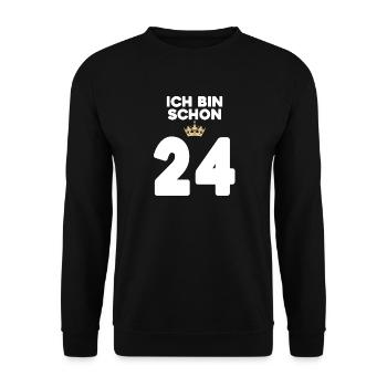 24. Geburtstag Geschenk - 24 Jahre mit Krone - Unisex Pullover - Schwarz - Vorne - Alina (178cm) & Michal (187cm)