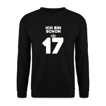 17. Geburtstag Geschenk - 17 Jahre mit Krone - Unisex Pullover - Schwarz - Vorne - Alina (178cm) & Michal (187cm)