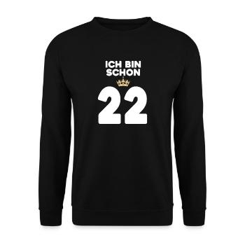 22. Geburtstag Geschenk - 22 Jahre mit Krone - Unisex Pullover - Schwarz - Vorne - Alina (178cm) & Michal (187cm)