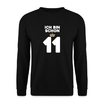 11. Geburtstag Geschenk - 11 Jahre mit Krone - Unisex Pullover - Schwarz - Vorne - Alina (178cm) & Michal (187cm)