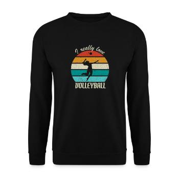 I Really Love Volleyball - Unisex Sweatshirt - black - Front - Alina (178cm) & Michal (187cm)