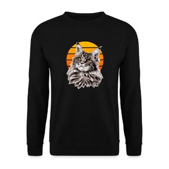 Cat Retro Sunset Holiday - Unisex Sweatshirt - black - Front - Alina (178cm) & Michal (187cm)