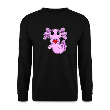 Axolotl Heart Love - Heart Motif - Unisex Sweatshirt - black - Front - Alina (178cm) & Michal (187cm)