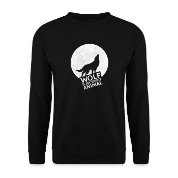 Wolf ist mein Krafttier - Unisex Pullover - Schwarz - Vorne - Alina (178cm) & Michal (187cm)