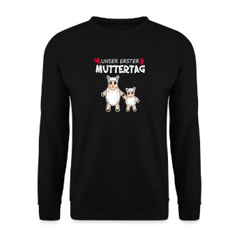 Muttertag - erster Muttertag Geschenk - Unisex Pullover - Schwarz - Vorne - Alina (178cm) & Michal (187cm)