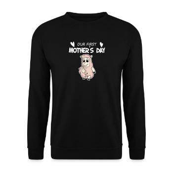 Mother's Day - First Mother's Day Gift - Unisex Sweatshirt - black - Front - Alina (178cm) & Michal (187cm)
