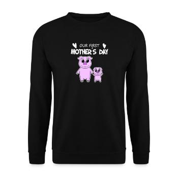 Muttertag - erster Muttertag Geschenk - Unisex Pullover - Schwarz - Vorne - Alina (178cm) & Michal (187cm)