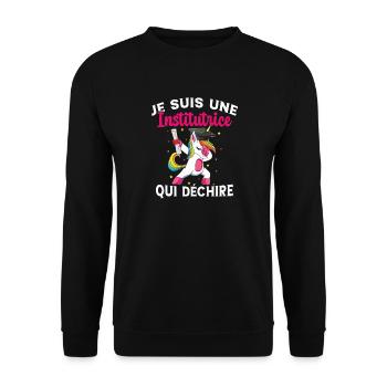 Femme Institutrice Qui Déchire Idée Enseignant - Sweat-shirt Unisexe - noir - Devant - Alina (178cm) & Michal (187cm)