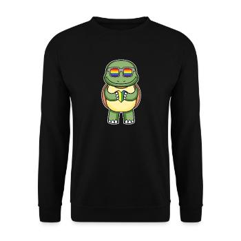 Rainbow - Turtle with glasses and heart - Unisex Sweatshirt - black - Front - Alina (178cm) & Michal (187cm)