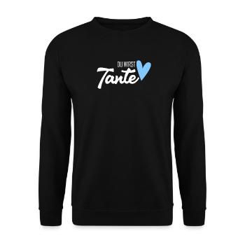 Tante Geschenk - Du wirst Tante - werdende Tante - Unisex Pullover - Schwarz - Vorne - Alina (178cm) & Michal (187cm)