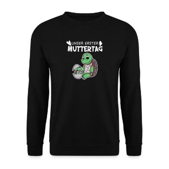 Muttertag - erster Muttertag Geschenk - Unisex Pullover - Schwarz - Vorne - Alina (178cm) & Michal (187cm)