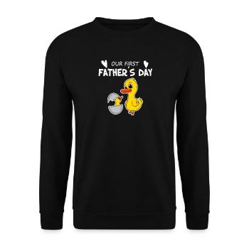 Father's Day motif - first Father's Day gift - Unisex Sweatshirt - black - Front - Alina (178cm) & Michal (187cm)