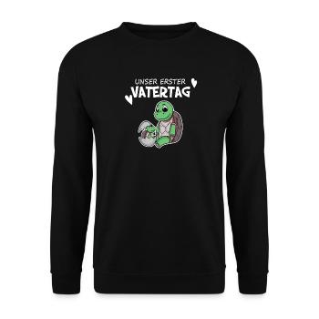 Vatertag - erster Vatertag Geschenk - Unisex Pullover - Schwarz - Vorne - Alina (178cm) & Michal (187cm)