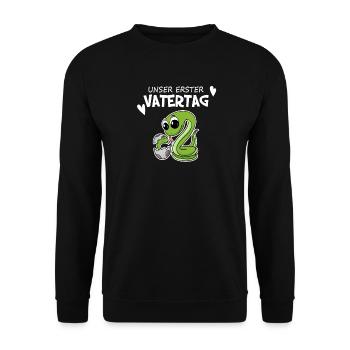 Vatertag - erster Vatertag Geschenk - Unisex Pullover - Schwarz - Vorne - Alina (178cm) & Michal (187cm)