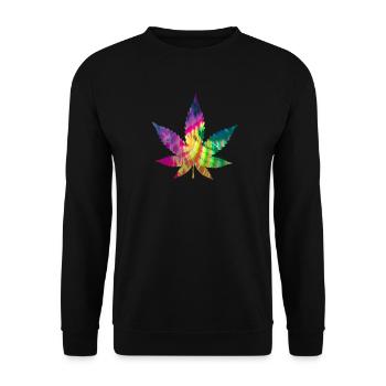 Tie Dye Batik Cannabis Leaf | Hemp leaf - Unisex Sweatshirt - black - Front - Alina (178cm) & Michal (187cm)