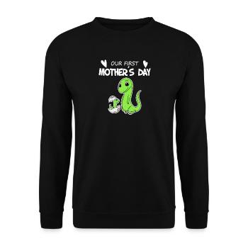 Mother's Day - First Mother's Day Gift - Unisex Sweatshirt - black - Front - Alina (178cm) & Michal (187cm)