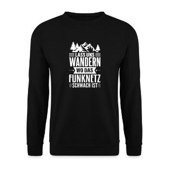 Wanderlust Netzlos im Funkloch - Unisex Pullover - Schwarz - Vorne - Alina (178cm) & Michal (187cm)