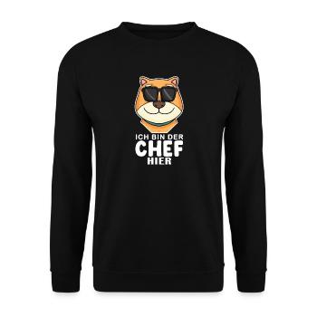 Cooler Hund Shiba Inu Chef Spruch - Unisex Pullover - Schwarz - Vorne - Alina (178cm) & Michal (187cm)