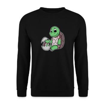 Turtle Family - Turtle with Baby - Unisex Sweatshirt - black - Front - Alina (178cm) & Michal (187cm)