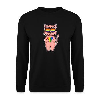 Rainbow Colorful Cat - Cool Cat - Sweat-shirt Unisexe - noir - Devant - Alina (178cm) & Michal (187cm)